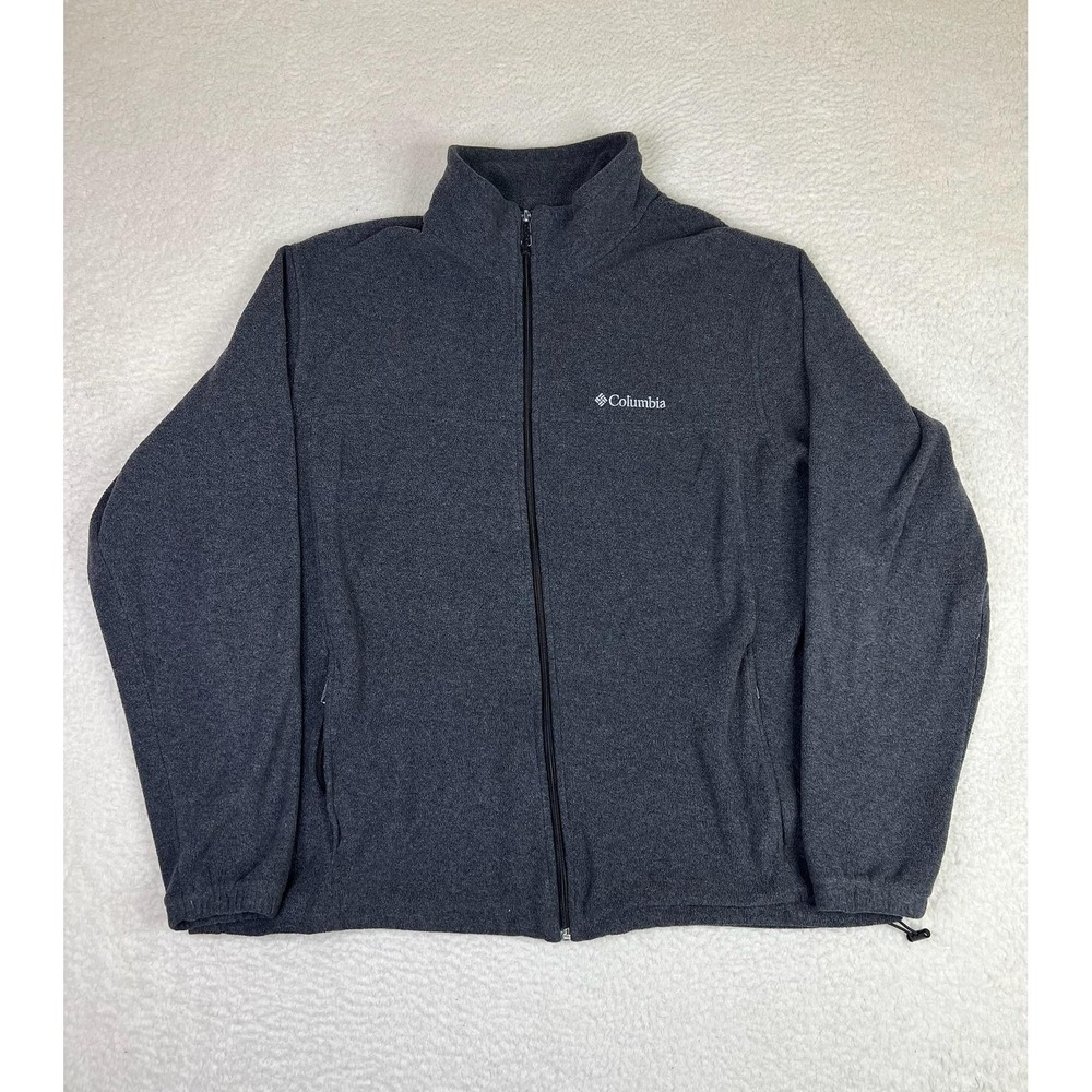 Columbia Jacket Mens 2XL Gray Fleece Full Zip Hiking Outdoor Warm XM1571